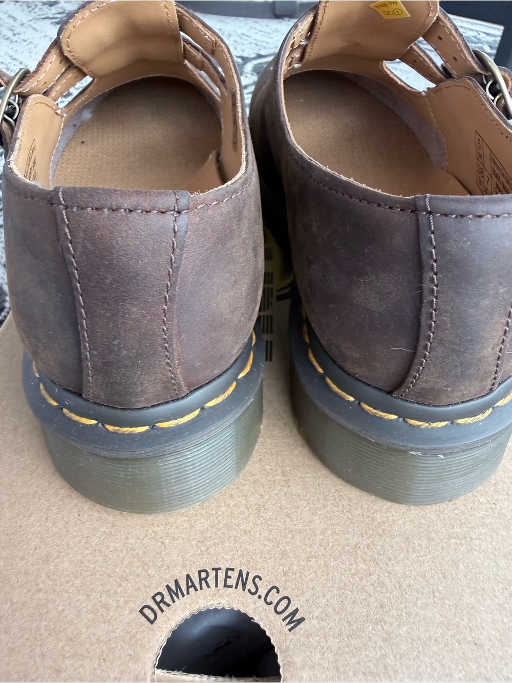 NIB Dr. Martens 8065 Crazy Horse Brown Mary Janes 7 - Picture 8 of 13